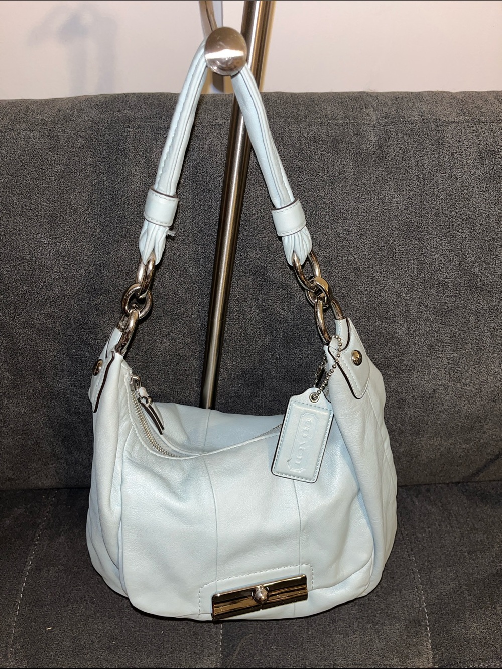 COACH KRISTIN EMBELLISHED LIGHT BLUE BAG